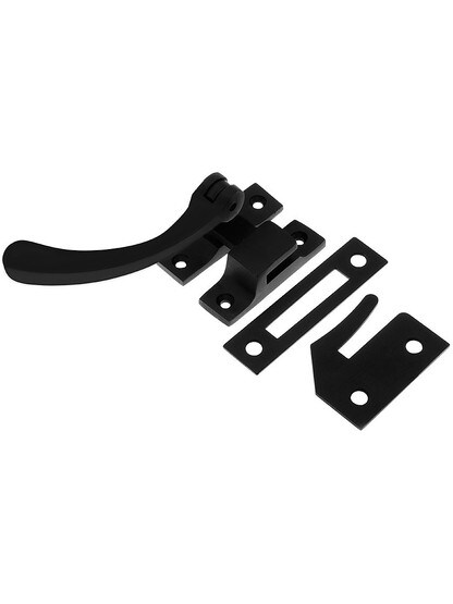 Solid Brass Window Lock Casement Fastener in Matte Black.